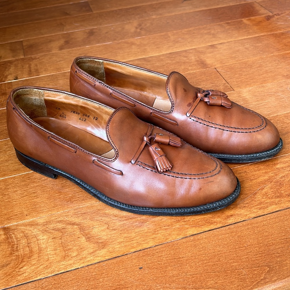 Alden Walnut Brown Leather Tassel Loafers Size 12 Mens Dress Shoes